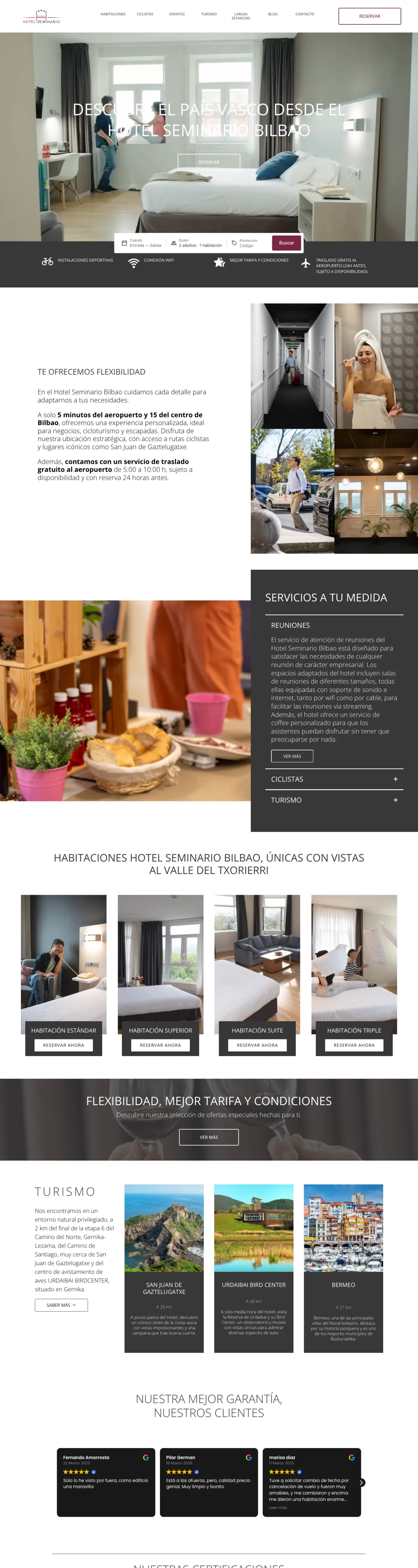 Página completa de Hotel Seminario Bilbao