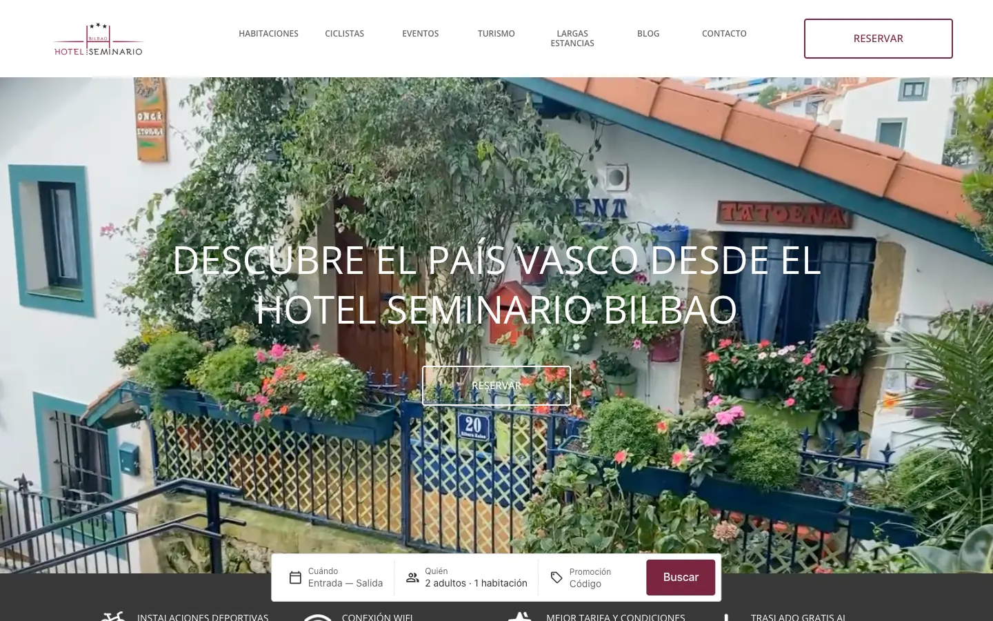 Página de inicio de Hotel Seminario Bilbao
