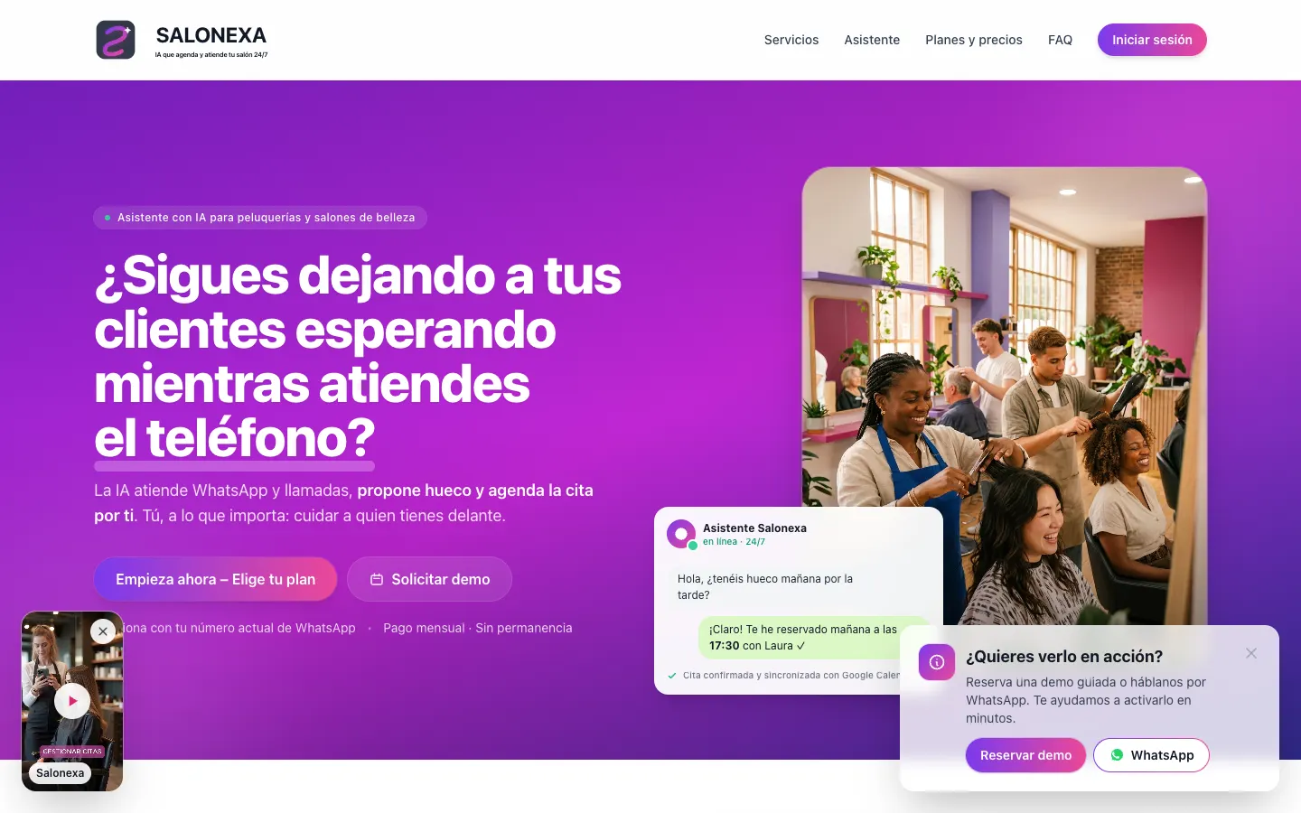Página de inicio de Salonexa