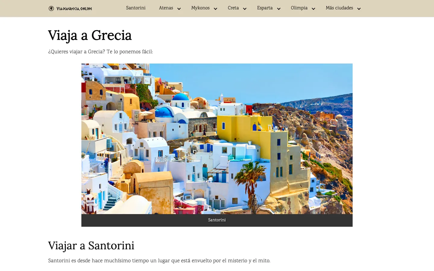 Página de inicio de Viaje a Grecia